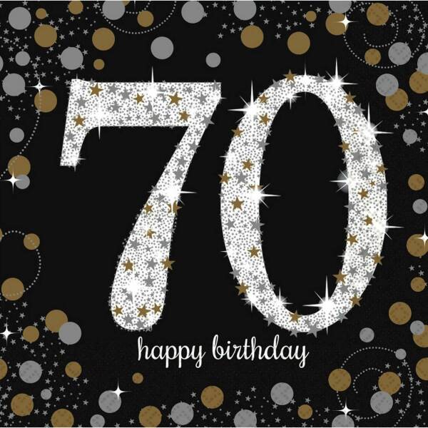70th Gold Sparkling Celebration Napkins 33cm x 33cm - 16pk