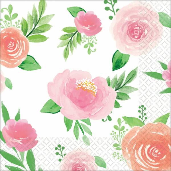 Floral Baby Napkins 25cm x 25cm - 16pk