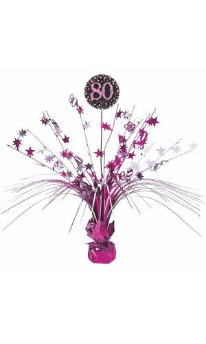 80th Birthday Pink Sparkling Celebration Centerpiece 46cm - 1pk