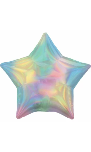 Holographic Iridescent Pastel Rainbow Star Standard Foil Balloon - 18'' (43cm)