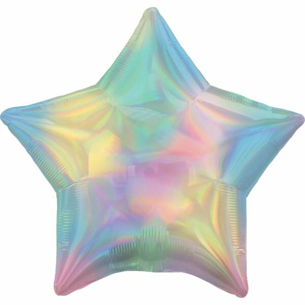 Holographic Iridescent Pastel Rainbow Star Standard Foil Balloon - 18'' (43cm)