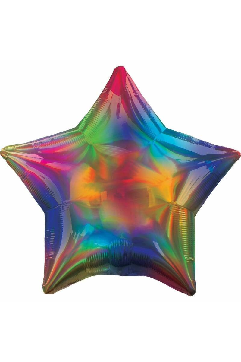 Holographic Iridescent Rainbow Star Foil Balloon - 18'' (43cm)