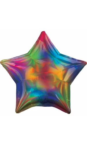 Holographic Iridescent Rainbow Star Foil Balloon - 18'' (43cm)