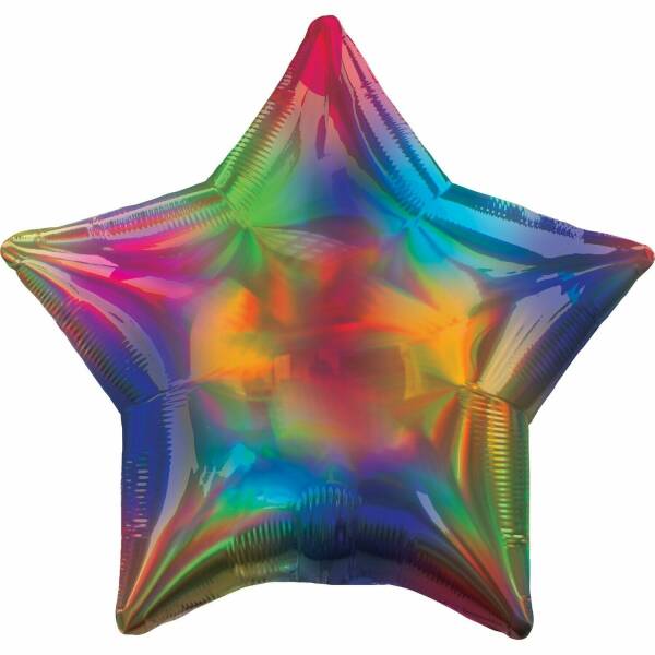 Holographic Iridescent Rainbow Star Foil Balloon - 18'' (43cm)