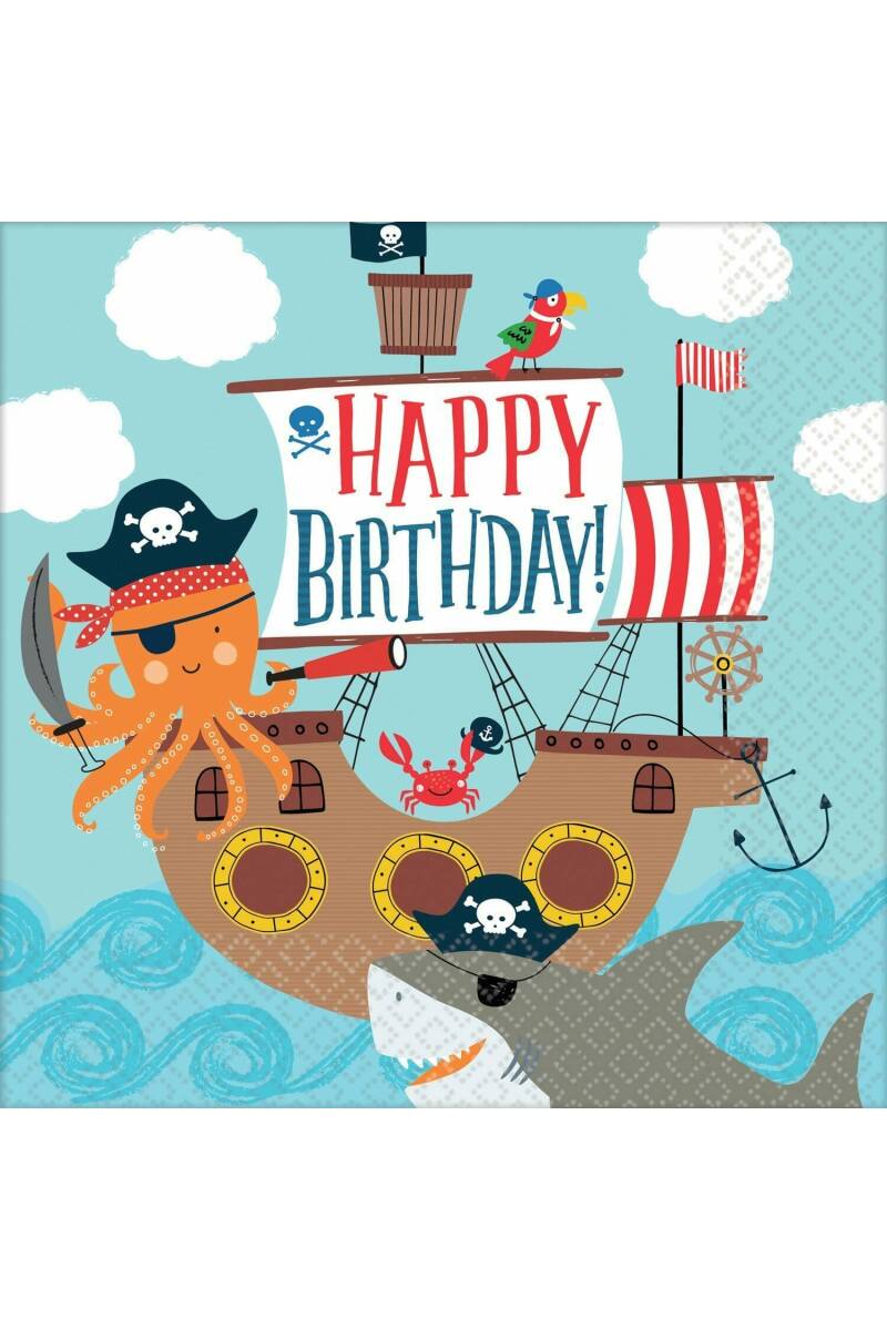 Ahoy Birthday Paper Napkins 33cm - 16pk