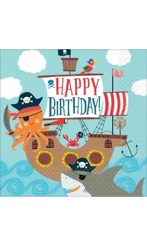 Ahoy Birthday Paper Napkins 33cm - 16pk