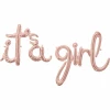 Script Phrase It's A Girl Rose Gold Foil Balloon - 68cm x 73cm