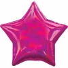 Holographic Iridescent Magenta Star Foil Balloon - 18'' (43cm)