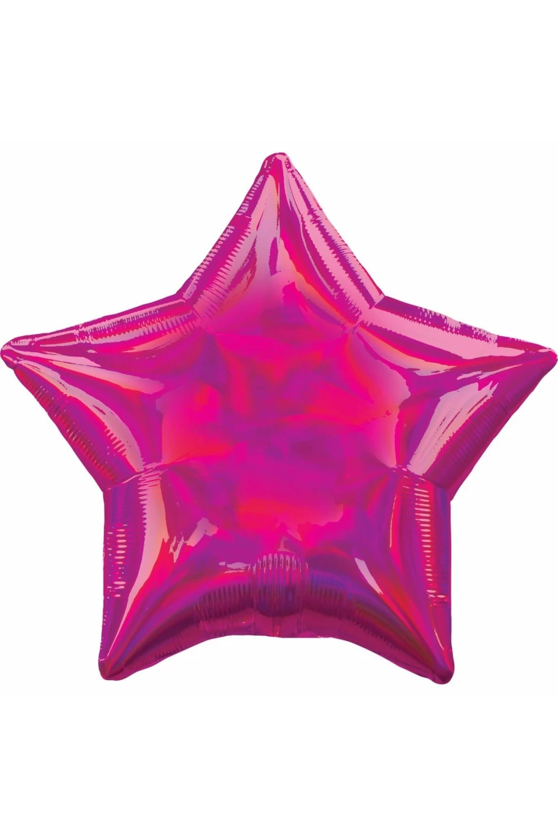 Holographic Iridescent Magenta Star Foil Balloon - 18'' (43cm)