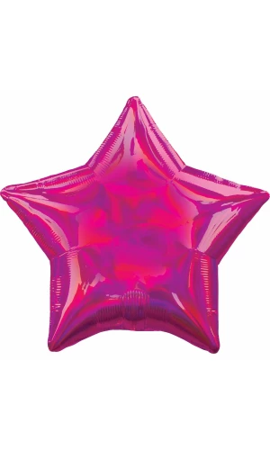 Holographic Iridescent Magenta Star Foil Balloon - 18'' (43cm)
