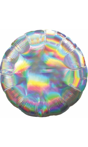 Holographic Iridescent Silver Circle Standard Foil Balloon 18'' - (43cm)