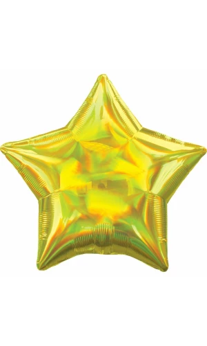 Holographic Iridescent Yellow Star Standard Foil Balloon 18'' - (43cm)