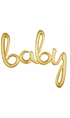 Gold Phrase "Baby" Foil Balloon 99cm x 83cm)