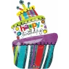 Happy Birthday Funky Cake Holographic Super Shape Foil Balloon - (61cm x 94cm)
