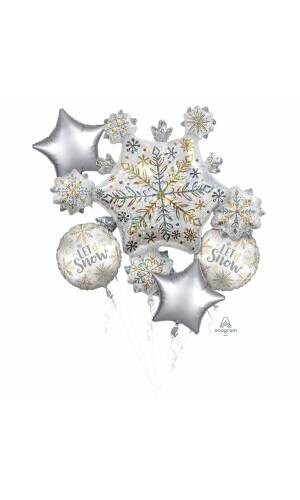 Shining Snow Foil Balloon Bouquet - 5pk