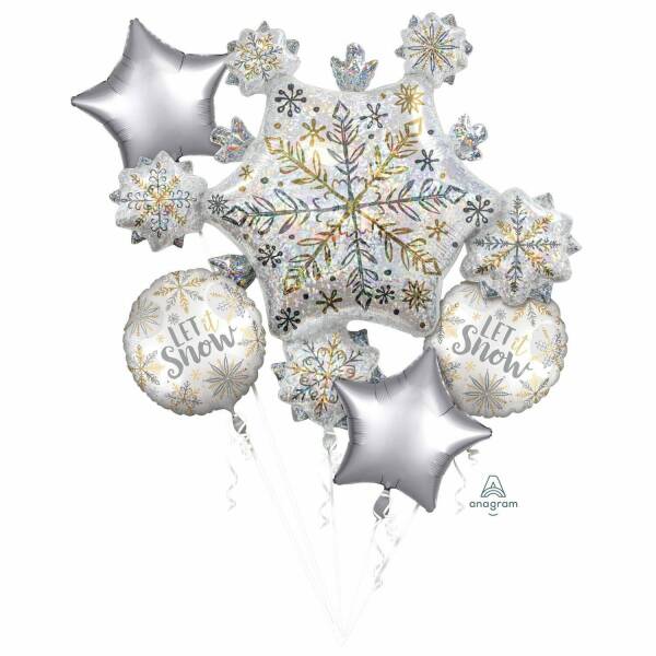Shining Snow Foil Balloon Bouquet - 5pk