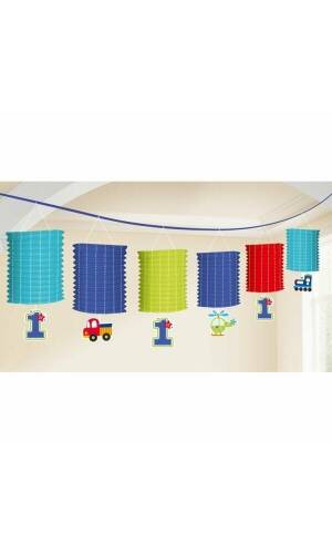 All Aboard 1st Birthday Boy Paper Lantern Garland - 3.65m
