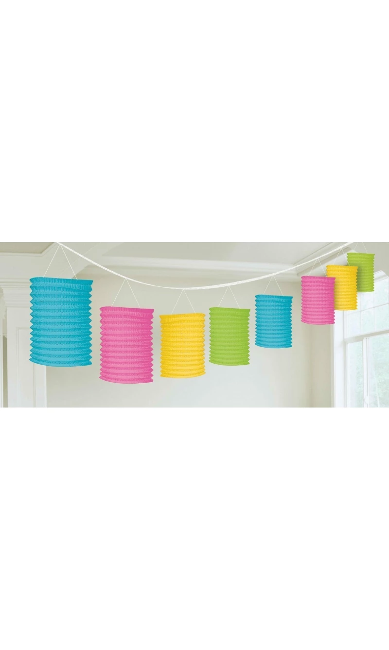 Multicoloured Paper Lantern Garlands - 3.65m