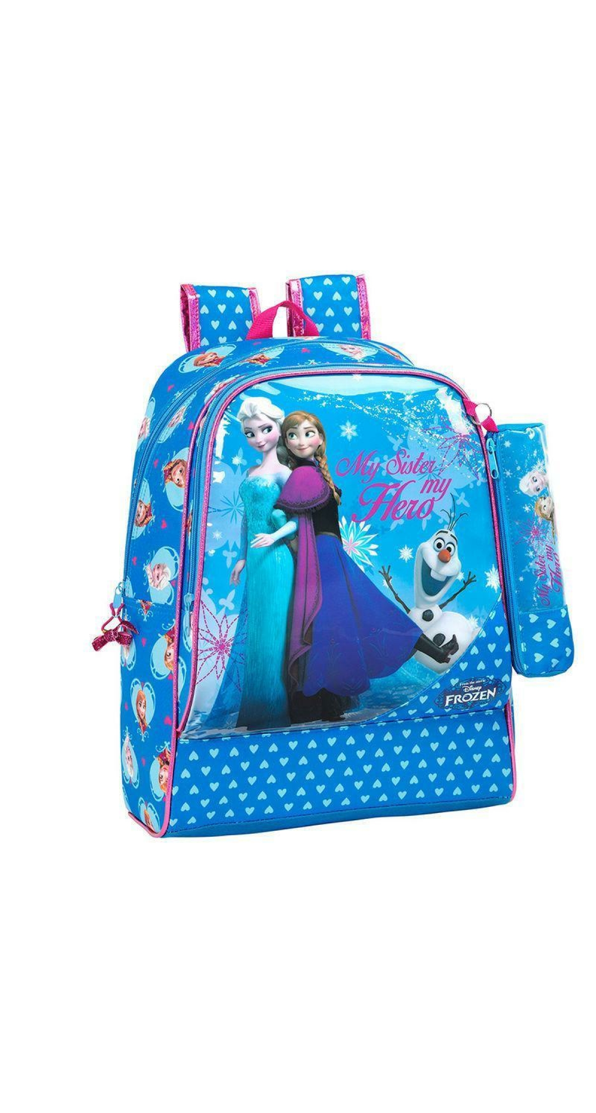 Frozen My Sister My Hero School Backpack 33cm x 42cm with Pencil Case 6cm x 21cm
