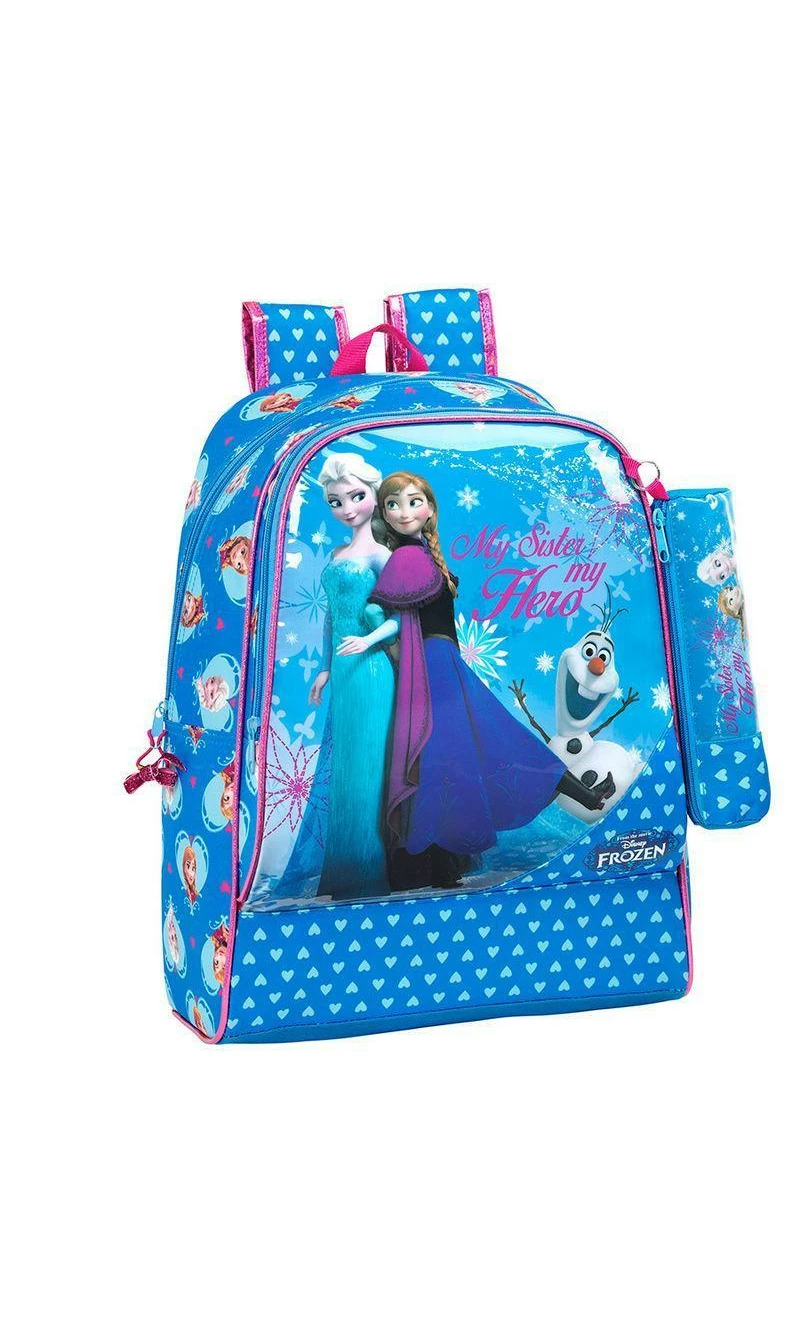 Frozen My Sister My Hero School Backpack 33cm x 42cm with Pencil Case 6cm x 21cm