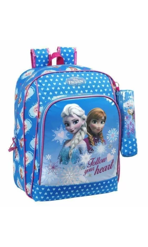 Frozen Elsa & Anna " Follow Your Heart" Backpack (34cm x 41cm) with Pencil Case (8cm x 22cm)
