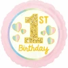 1st Birthday Pink & Gold Foil Balloon - 43cm