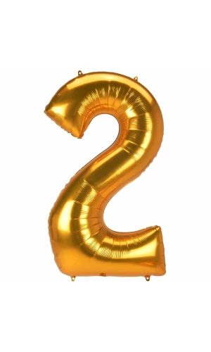 53 Inch Jumbo Size Foil Balloon Number 2 - Gold