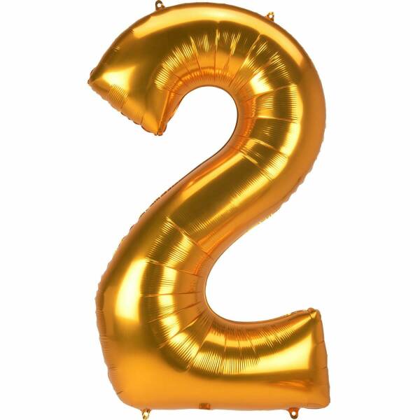 53 Inch Jumbo Size Foil Balloon Number 2 - Gold