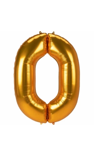 53 Inch Jumbo Size Foil Balloon Number 0 - Gold