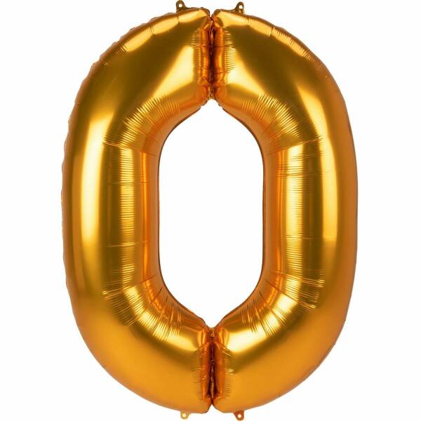 53 Inch Jumbo Size Foil Balloon Number 0 - Gold