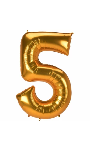 53 Inch Jumbo Size Foil Balloon Number 5 - Gold