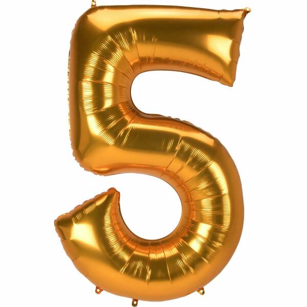 53 Inch Jumbo Size Foil Balloon Number 5 - Gold