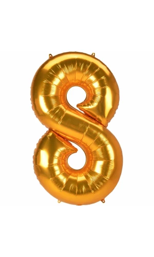 53 Inch Jumbo Size Foil Balloon Number 8 - Gold