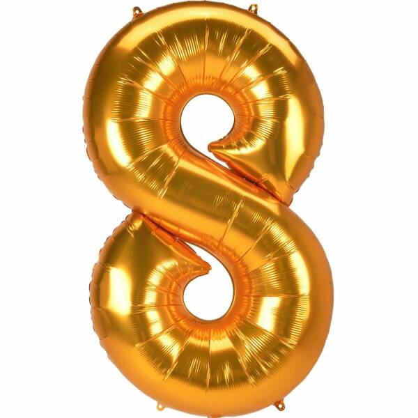 53 Inch Jumbo Size Foil Balloon Number 8 - Gold