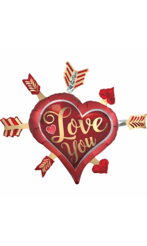 SuperShape Satin Infused Love You Arrows Foil Balloon - 86cm x 71cm
