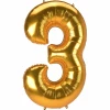 53 Inch Jumbo Size Foil Balloon Number 3 - Gold