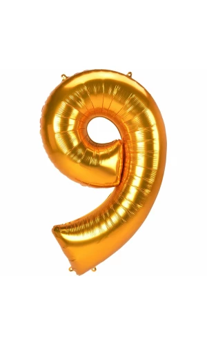 53 Inch Jumbo Size Foil Balloon Number 9 - Gold