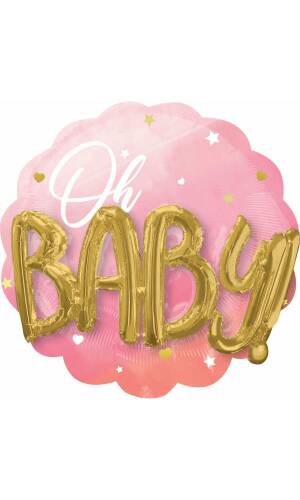 Multi-Balloon Pink Baby Girl Foil Balloon - 71cm x 71cm