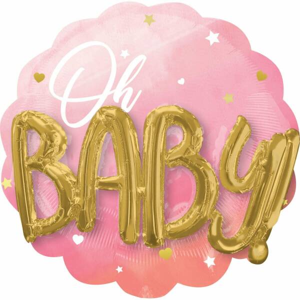 Multi-Balloon Pink Baby Girl Foil Balloon - 71cm x 71cm