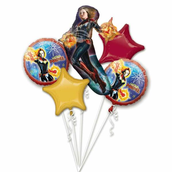 Captain Marvel Foil Balloon Bouquet - 5pk