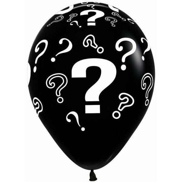 Fashion Solid Black Gender Reveal Question Marks - 12" Latex Balloon