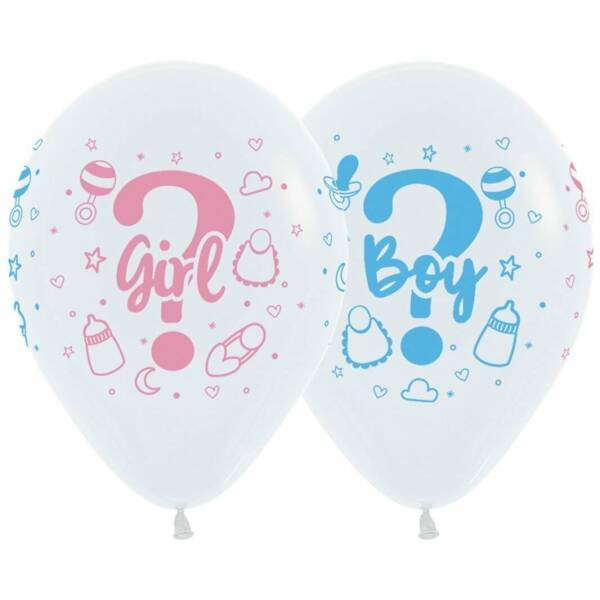 Fashion Solid White Gender Reveal Boy or Girl - 12" Latex Balloon