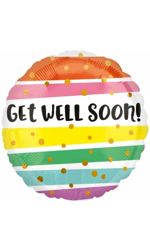 Get Well Bold Stripes Standard Foil Balloon - 43cm