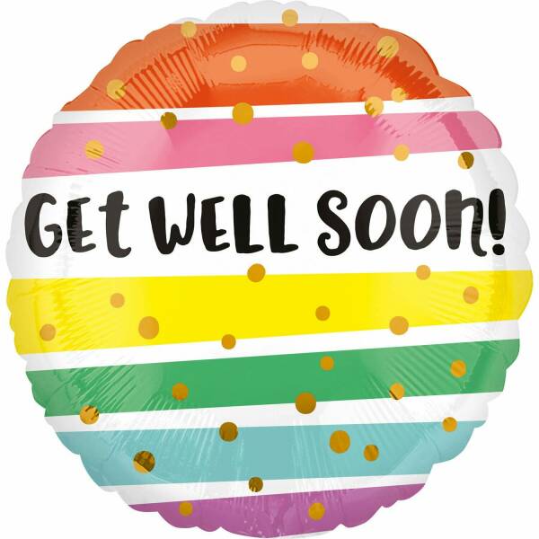 Get Well Bold Stripes Standard Foil Balloon - 43cm