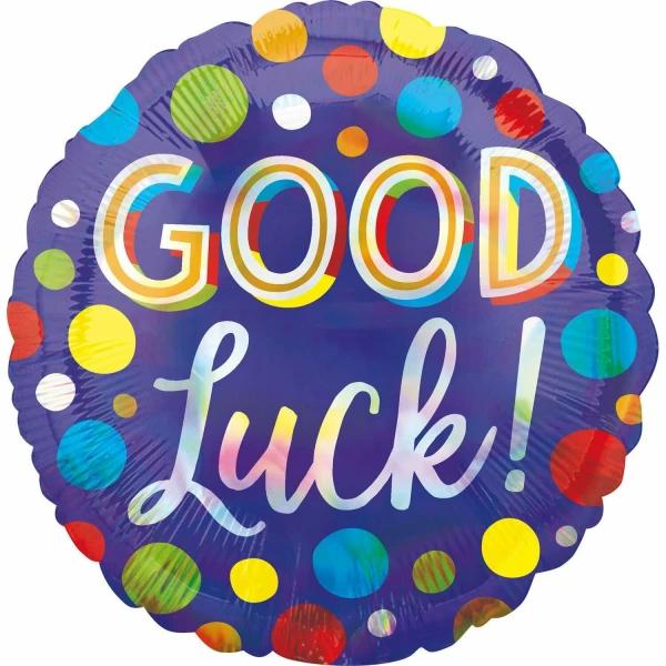 Good Luck Dots Iridescent Foil Balloon - 43cm