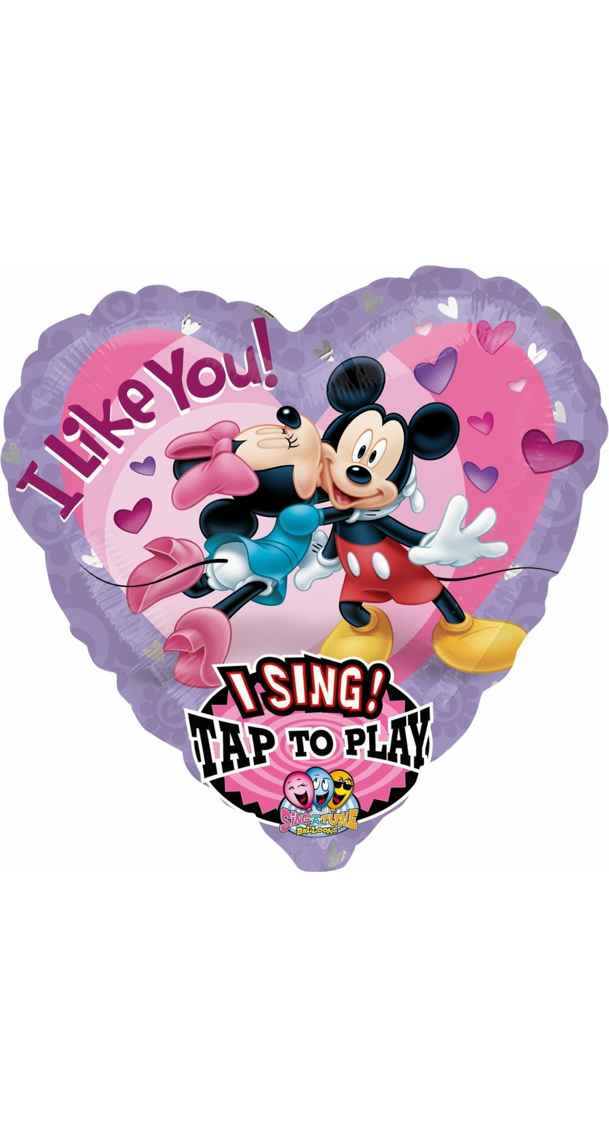 Mickey & Minnie Heart Shape Singing Foil Balloon 29" (74cm)