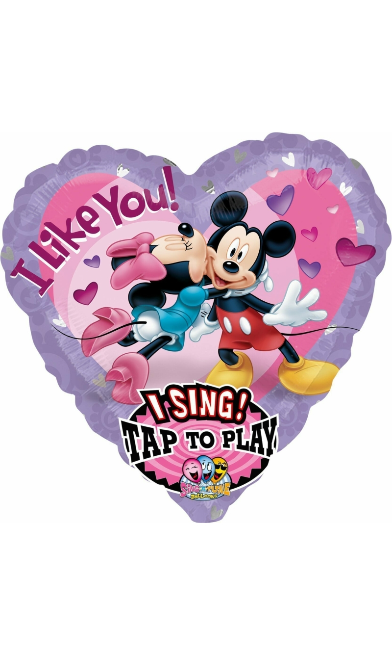 Mickey & Minnie Heart Shape Singing Foil Balloon 29" (74cm)
