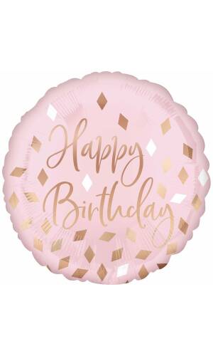Rose Gold Blush Birthday Foil Balloon - 43cm