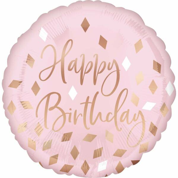 Rose Gold Blush Birthday Foil Balloon - 43cm
