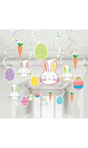 Swirl Decoration Easter Hello Bunny - 30pk